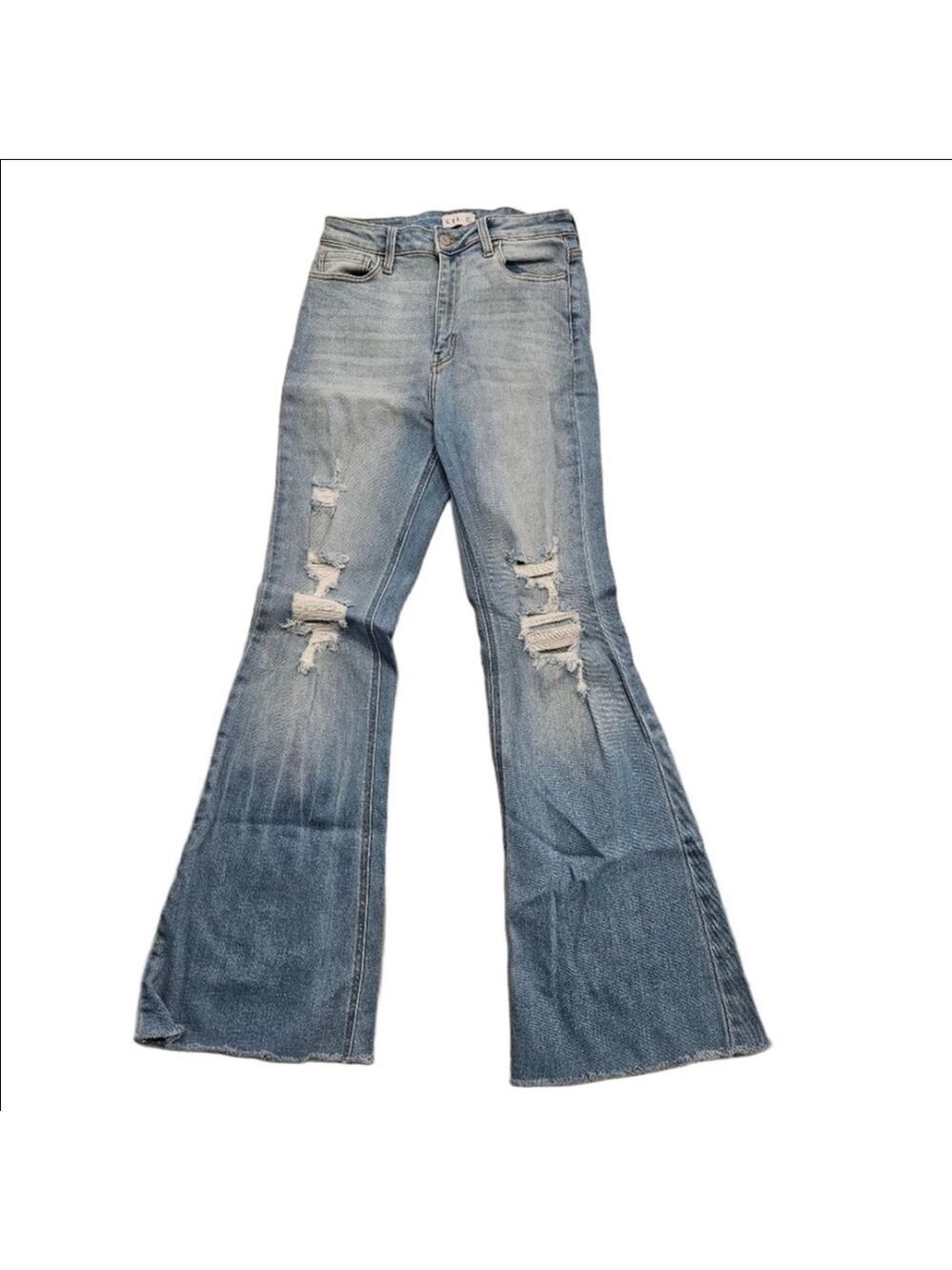 Cello High Rise Destroy Super Flare Jeans | Women’s Size 9 | New With Tags - Picture 3 of 6